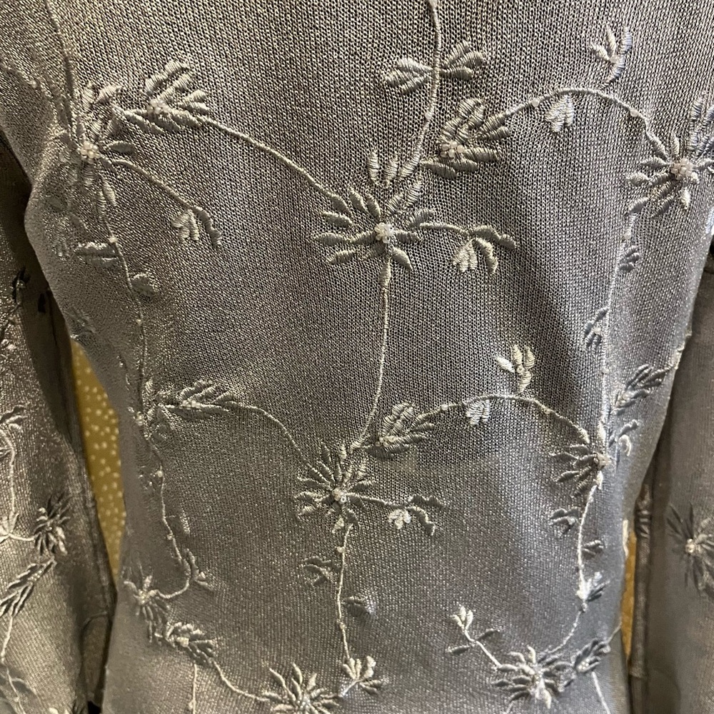 Tahari Light Gray Shimmery Knit Dress - Picture 5 of 16